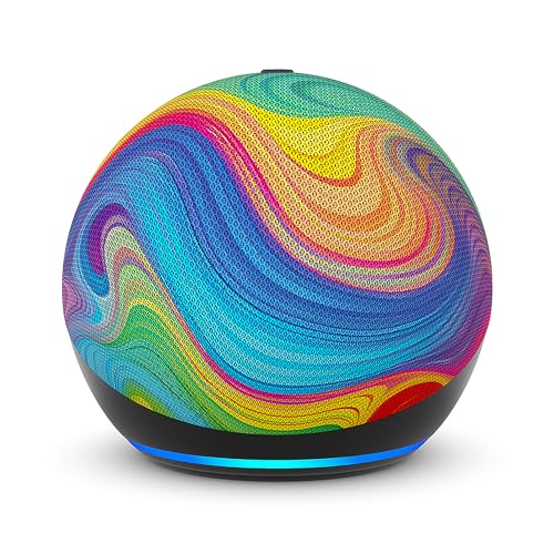 Echo Dot Kids (newest gen) | Wi-Fi and Bluetooth smart speaker | With 1 year of Amazon Kids+ content | Rainbow Swirl, with Alexa+ Early Access