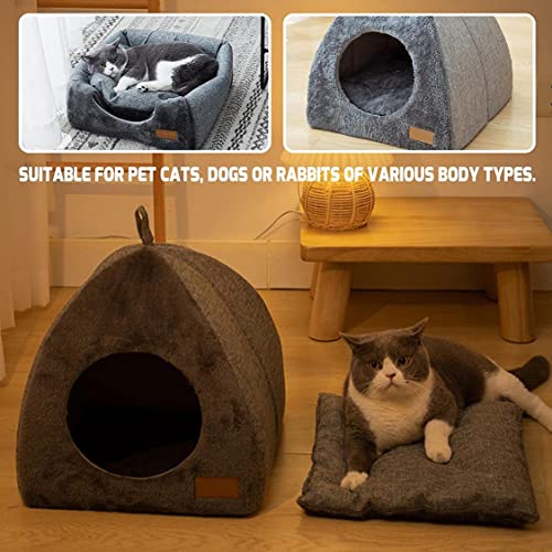 Chat cave pliable en forme de triangle avec coussin amovible lavable - 3