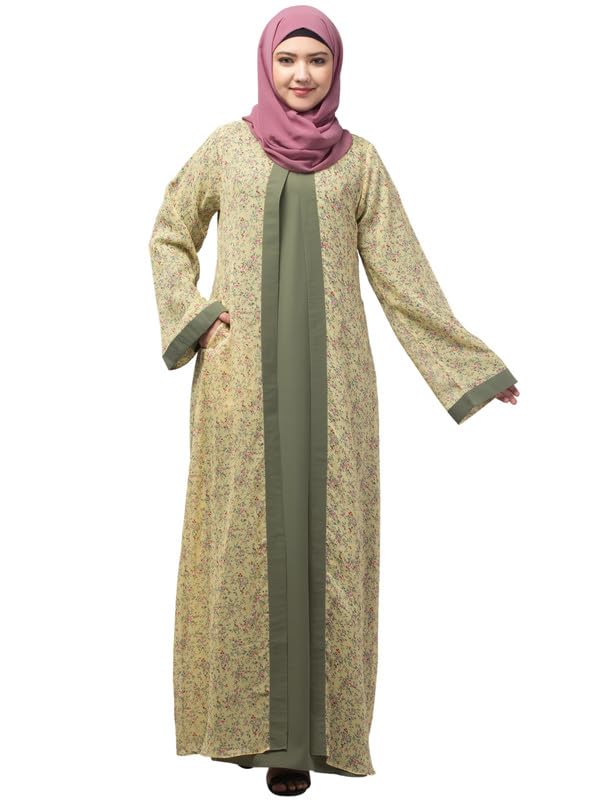 muslim closet � Dual Layer Abaya Dress Of Inner Abaya And Detachable Shrug - Made with Nida Matte Fabric for Women and Girls-picture-52