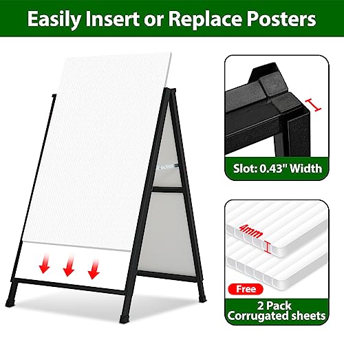 image for VAIIGO A Frame Sidewalk Sign 24 x 36 Inch Outdoor, Double-Sided Foldin