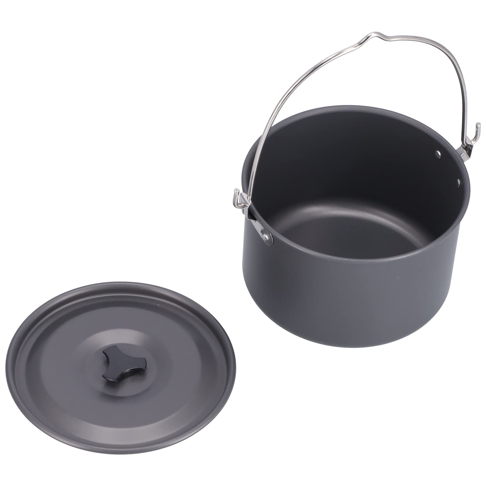 Akozon Marmite de Camping en Plein Air pour 6 à 8 Personnes – Marmite Suspendue Portable en Alliage d'aluminium avec Couvercle et Sac de Rangement pour la Cuisine au Feu de, la Randonnée et Les