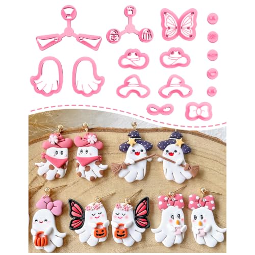 Keoker Cute Ghost Clay Cutters for Polymer Clay Jewelry Halloween Polymer Clay Cutters Ghost Fall Clay Earring Cutter
