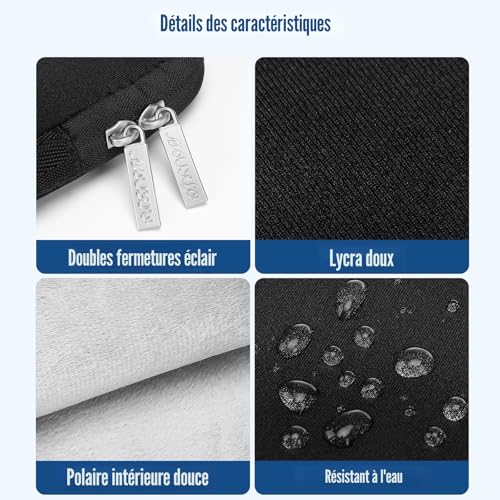 MOSISO Housse Ordinateur 13 Pouces avec Pochette,Noir – vue 5