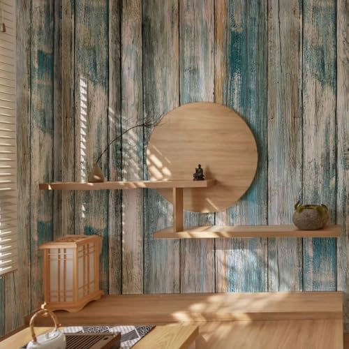 Papel de contacto de madera azul: repara superficies desgastadas con vinilo autoadhesivo lavable 6