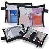 4 Pcs Small Mesh Makeup Bag with Zipper Mini Cosmetic Bags for Lipsticks Purse Organizer Pouches Small Travel Kit Storage Pouch Multipurpose Nylon Bag Beauty Makeup Cosmetic Accessories Organizer