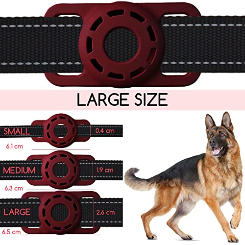 FLIRTARE Airtag Hundehalsband für Katzen und Hunde, Silikon, für Apple Airtag (groß, rot)