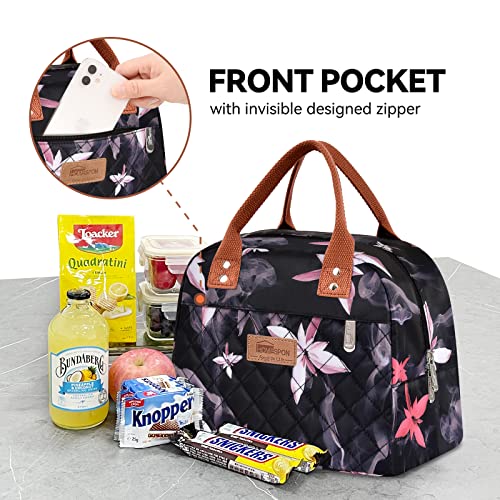 HOMESPON Insulated Lunch Bag for Women Men Lunch Tote Adult Cool Bag Lunch Box Container for Work School Picnic(Pink Flowers) - Image 2