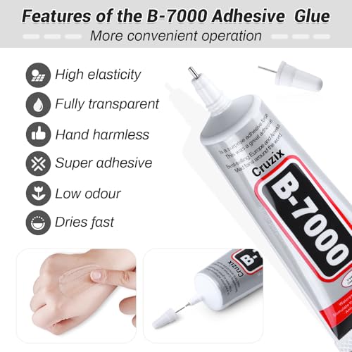 Image of B7000 Jewelry Bead Glue for Jewelry Making, Crystal Clear Glue 3.7 fl oz B7000+Plus Multipurpose Super Adhesive Glue for Rhinestone Crafts Fabric Metal Stone Nail Art Wood Glass (110 ml / 3.7oz)