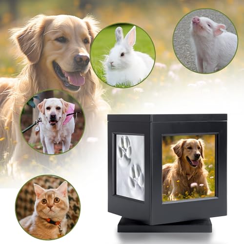 DiDiBirDi Haustierurne,Tierurnen für Hunde Urne Mit Fotorahmen Souvenirs,Urne für Katze Mit Asche Aufbewahrungsbeutel,Urne Hund Für 35kg große Hunde mit Stempelkissen - Gedenkgeschenk für verlorene