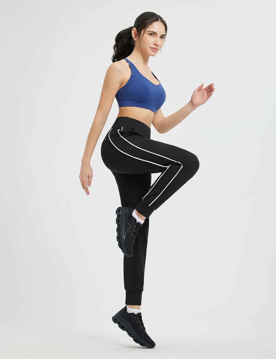 baleaf Women's Fleece Lined Joggers Pants Winter Warm Water Resistant High Waisted Running Hiking Thermal Zipper Pockets - Image 6