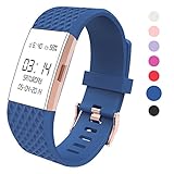 Wearlizer Compatible with Charge 2 Bands Accessories Silicone Strap Replacement Charge 2 Special Edition Lavender Rose Gold Buckle Blue