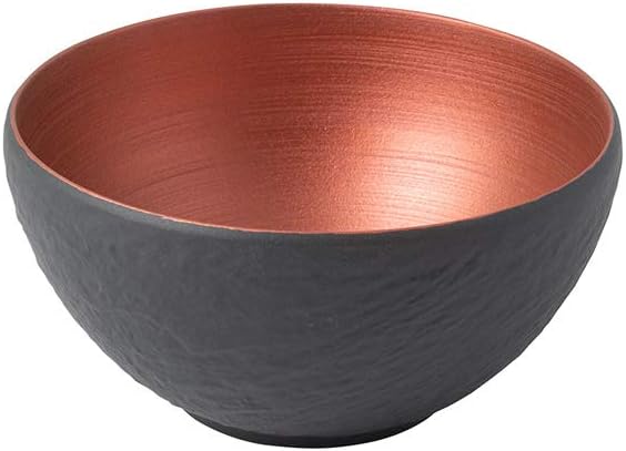 Villeroy und Boch - Manufacture Rock Glow Bol, elegancka miska z porcelany premium w kolorze świeżej miedzi i czarnym, nadaje się do mycia w zmywarce