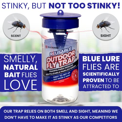 2 Reusable Fly Traps Outdoor Fly Traps With 4 Natural Fly Magnet Bait Refill. Flies Trap Outdoor Reusable Fly Trap Jar Fly Trap Fly Catchers Outdoor Fly Bait Fly Bags Flytraps Stable Horse Fly Trap #TOP4