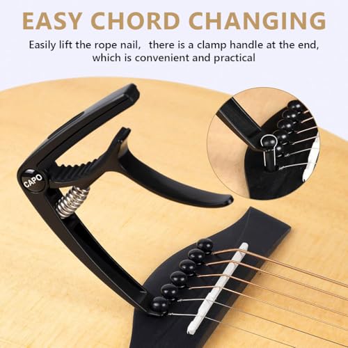 Image of HASTHIP Guitar Capo for Acoustic and Electric Guitar, Built in Picks Storage Alloy Guitar Capo with Protective Pad for Ukulele, Electric And Acoustic Guitars, Guitar Accessory