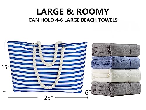 KUAK Beach Bags for Women Extra Large Beach Tote Bag with Top Zipper, 3 Inner Pockets Waterproof Sandproof Swim Pool Bag4
