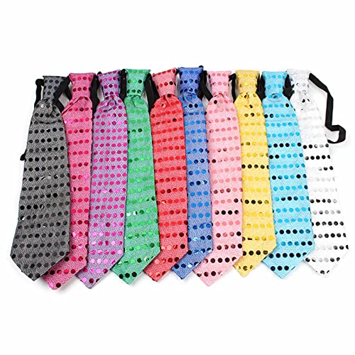 LAIOUSN Lot de 5 cravates lumineuses pour fête - Accessoires de costume de mariage pour homme et fille