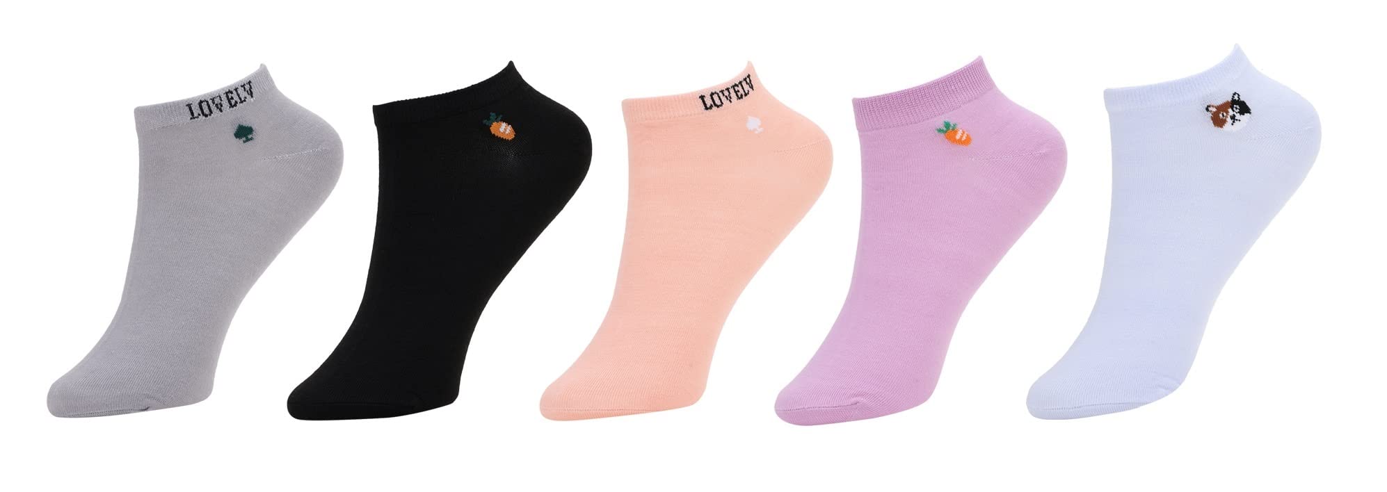 5 Pair Cute Womens Floral Socks with Lace, Vintage Embroidered Frilly Floral Socks, Kawaii Girly Ankle Low cut Cotton Socks,Lettuce Trim Knitted Comfy Sock Gift-image-34