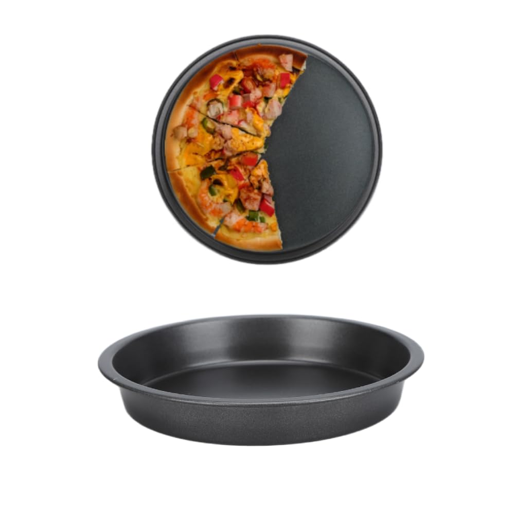 Cocoarm 2 teglie antiaderenti per pizza, in acciaio al carbonio ispessito, per cucina, forno, riscaldamento uniforme, lunga durata, 4 misure (30,5 cm)