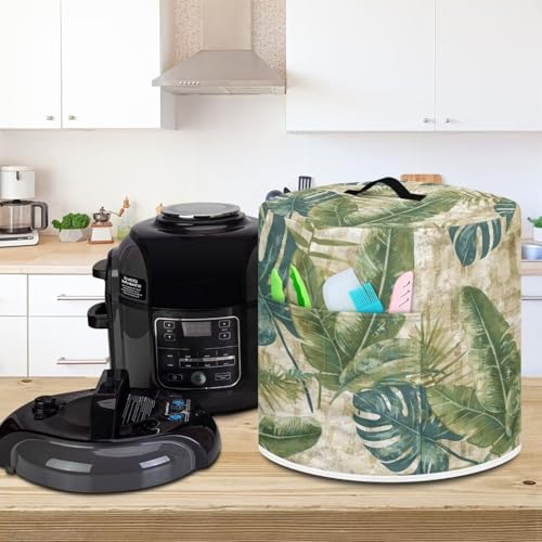 Image of Cozeyat Tropical Palm Pressure Cooker Air Fryer Cover,Round Pressure Cooker Dust Cover,Protective Cover with Pocket Kitchen Appliances for Electric Pressure Cooker Air Fryer Rice Cooker Steamer