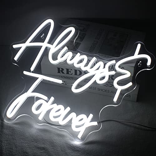 Ineonlife Always Forever Neon Sign White Letter Led Neon Lights For Bedroom Wall Decor Words Usb Powered Neon Signs For Room Living Room Bar Club Hotel Party Wedding Engagement Wall Hanging Decoration #TOP4