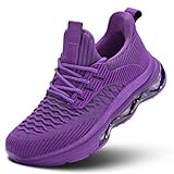 Womens Air Cushion Running Shoes Slip on Walking Tennis Casual Fashion Sneakers Comfort Non Slip Work Sport Athletic Trainer Purple