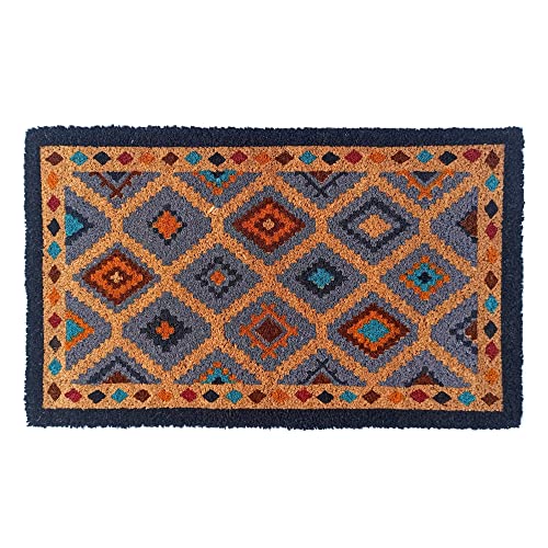 Natural Coir Doormat | Kilim Multicolour PVC Backed Coir Doormat for Indoor and Outdoor use with PVC Backing (45cm x 75cm)