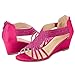 PIZZ ANNU Women's Diana Low Wedge Sandals Sparkly Rhinestone Open Toe Fashion Dress Shoes for Woman Lady in Bridal Dance Evening, Hot Pink 6