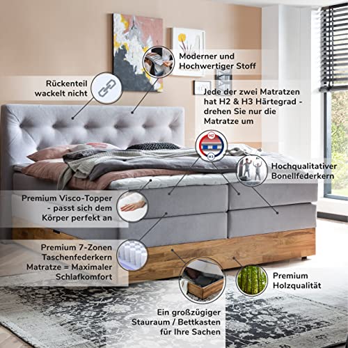 Boxspringbett 180×200 Belanoti Marbo mit Bettkasten und 7-Zonen Matratze