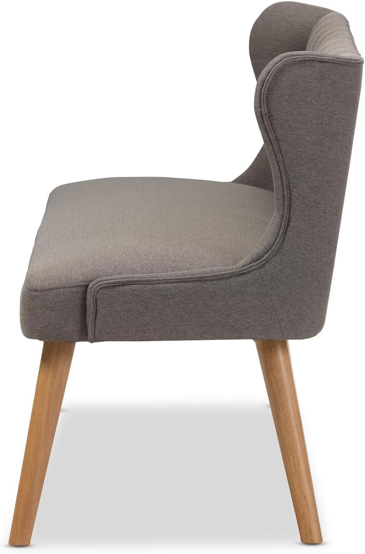 HomeStock Modern 3 Seater Settee Bench - Grey Fabric Mid Century Design Sofa