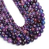 Yochus 45pcs Sugilite Round Smooth Stone Beads for Bracelet Making ，8mm Natural Gemstone Beads for Jewelry Making DIY Necklace Earring