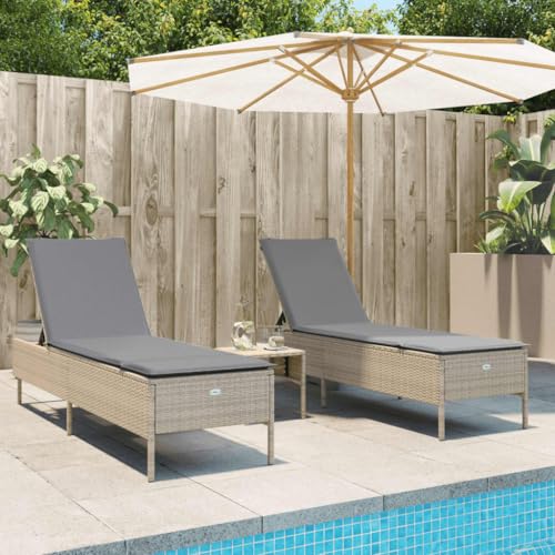 Chaise à dîner extérieur résine tressée beige avec coussins - 2