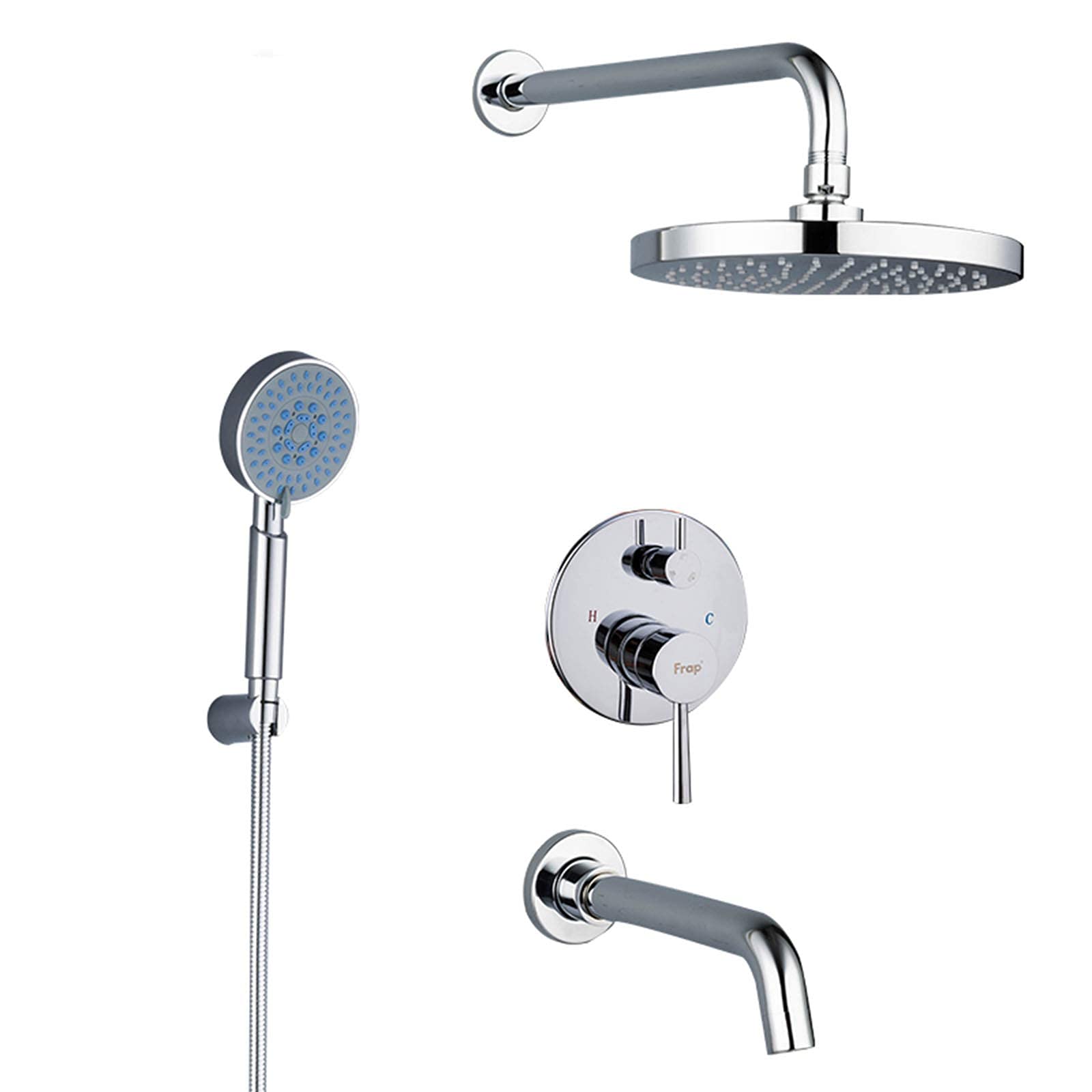 Pommeau de douche rond LUNEZY anti-calcaire avec kit de mitigeurs