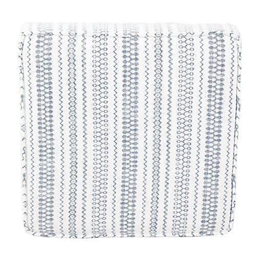 Image of HomePop Home Decor | K7342-F2359 |Classic Square Storage Ottoman with Lift Off Lid | Ottoman with Storage for Living Room & Bedroom, Blue Stripe Large