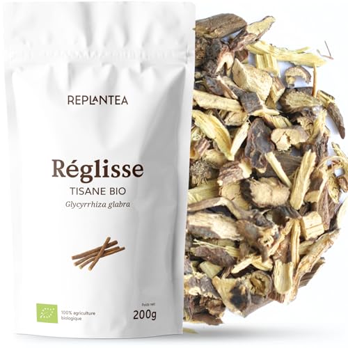 REGLISSE THE BIO 200G (100 Tasses) | Tisane Racine de Réglisse en Vrac | Infusion de Réglisse REPLANTEA