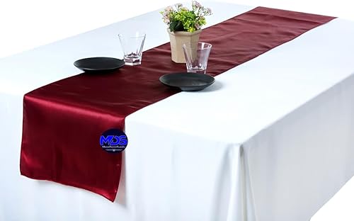 Miniatura 6 de MDS - Paquete de 5 caminos de mesa de satén de 12 x 108 pulgadas de largo, para boda, satén, seda brillante, suave, camino de mesa para boda,