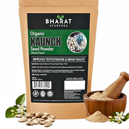 Image of Organic Kaunch Seed Powder (Mucuna Pruriens) 200g | Pure Ayurvedic Herbal Supplement | Supports Brain Strength| Increase Energy, Vitality & Stamina | Pack of 1