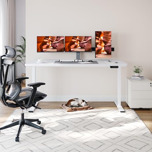 Image of Dual Motor Standing Desk, Large Stand Up Desks, 71x31 Inches Electric Sit Stand Desk, 4 Memory Preset Adjustable Height Desks Home Office Desks(White)