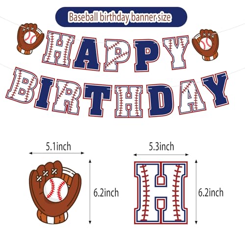 Image of Baseball Birthday Banner, Baseball Happy Birthday Banners, Sports Theme Birthday Party Supplies for Party Supplies Baby Shower Boys and Girls