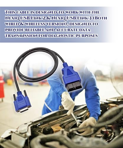 Image of 16 Pin OBD2 Cable Adapter Fits for Nexiq USB Link 2 & Nexiq USB Link 3 Fits for J1962 Vehicles Ford GM Dodge Mack Isuzu Hino ETC.