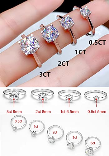 Moissanite CZ Zircon S925 Men's Engagement Ring, 1-2ct D Color VVS Clarity Round Brilliant Cut Lab Created Diamond Cubic Zirconia Classic 4 Prong Solitaire 925 Sterling Silver 18K Platinum Plated Promise Wedding Anniversary Band Size Adjustable with Certificate and Gift Box4