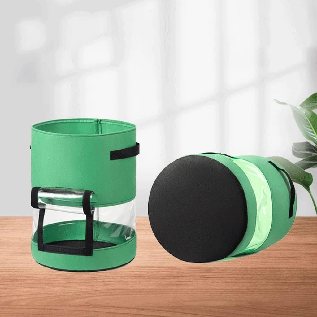 Aeration Fabric Pots Non-Woven Grow Bag Transparent Visual Seedling Bag with Handle Suitable for Vegetable Flower Planting Tree Plant Grow Bag Grow Bags (Color : Black, Size : 30 * 35cm)
