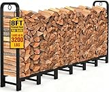 Best Firewood Racks Reviews Amagabeli 8ft Firewood Log Rack Outdoor Heavy Duty Logs Holder for Fireplace Indoor Outdoor Adjustable Wood Racks for Fire Wood Holder Metal Pile Stand Storage Stacker Organizer Black