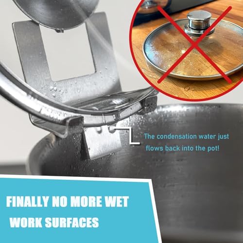 Ejoyous Pot Lid Holder, Compact Stainless Steel Pot Lid Holder with Silicone Feet for Pans - Image 4