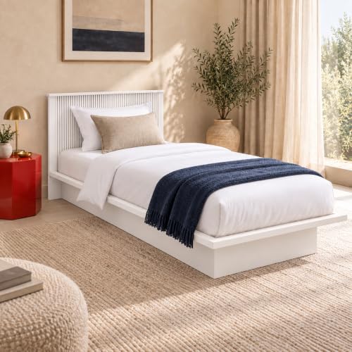 Image of Bniture Modern Low Height Single Size Bed Without Storage | Engineered Wood Platform Bed Headboard | Bed King Size Wooden Cot Double Bed for Bedroom 3 Year Warranty (Frosty White)