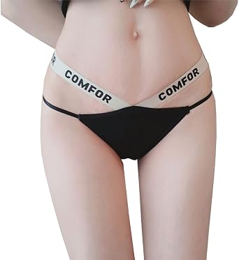 Sexy V Cut Letter Print Panties Bikini Breathable Pouch Briefs T Back Thongs Underwear for Women Men