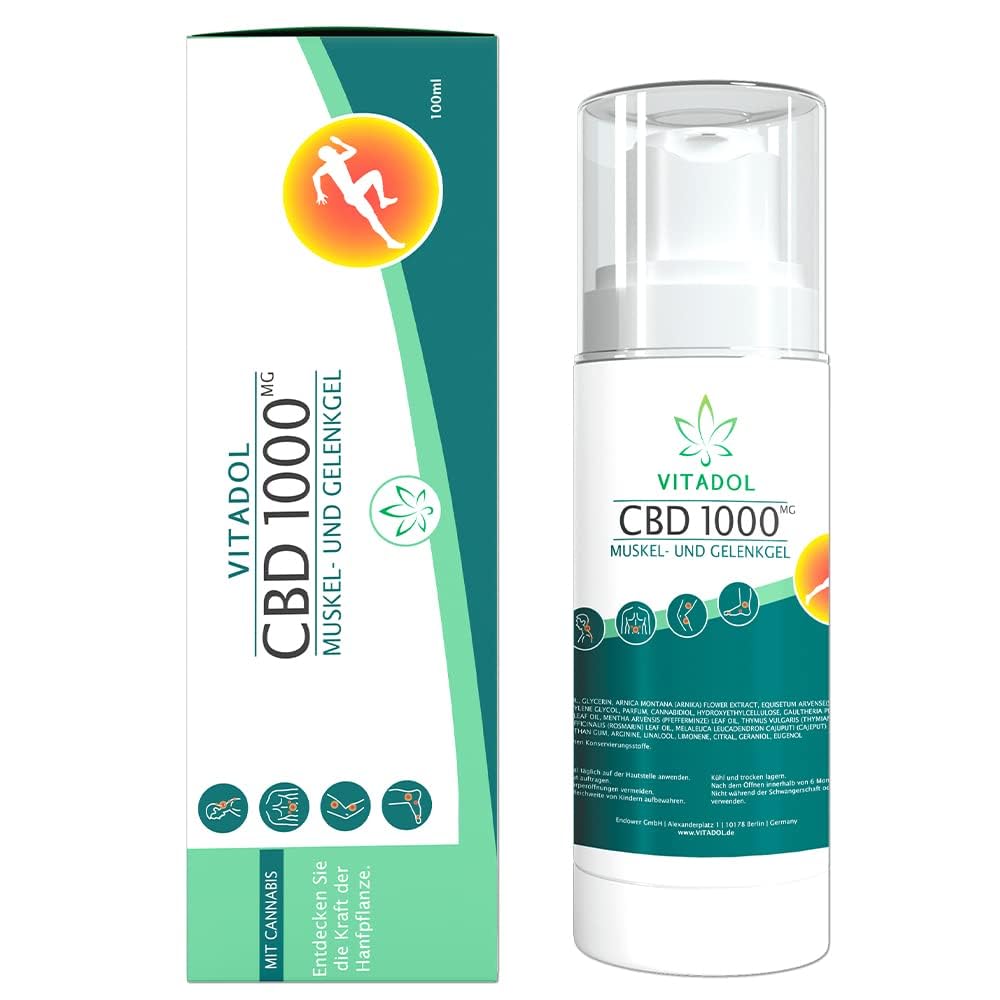 Vitadol CBD Gel mit 1.000 mg CBD HOCHDOSIERT - Cannabis Sport Creme für Muskel und Gelenke (Arnika, Schachtelhalm, Pfefferminze)