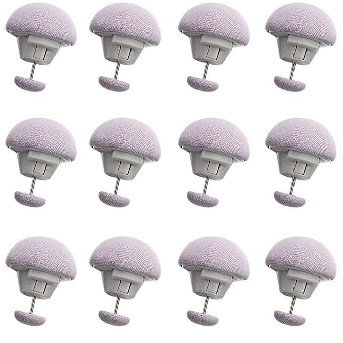 Blanket & Sheet Quilt Fixing Duvet Clips Mushroom Round Shape Duvet Cover Pins &Buttons,Bedroom Holder Pins Easy Install Clips for Bed Sheets,Blankets,Cushions,Curtains (Grey, Set of 12)-image-33