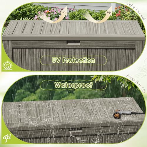 Image of Devoko 125 Gallon Outdoor Storage Box, Waterproof Resin Deck Box
