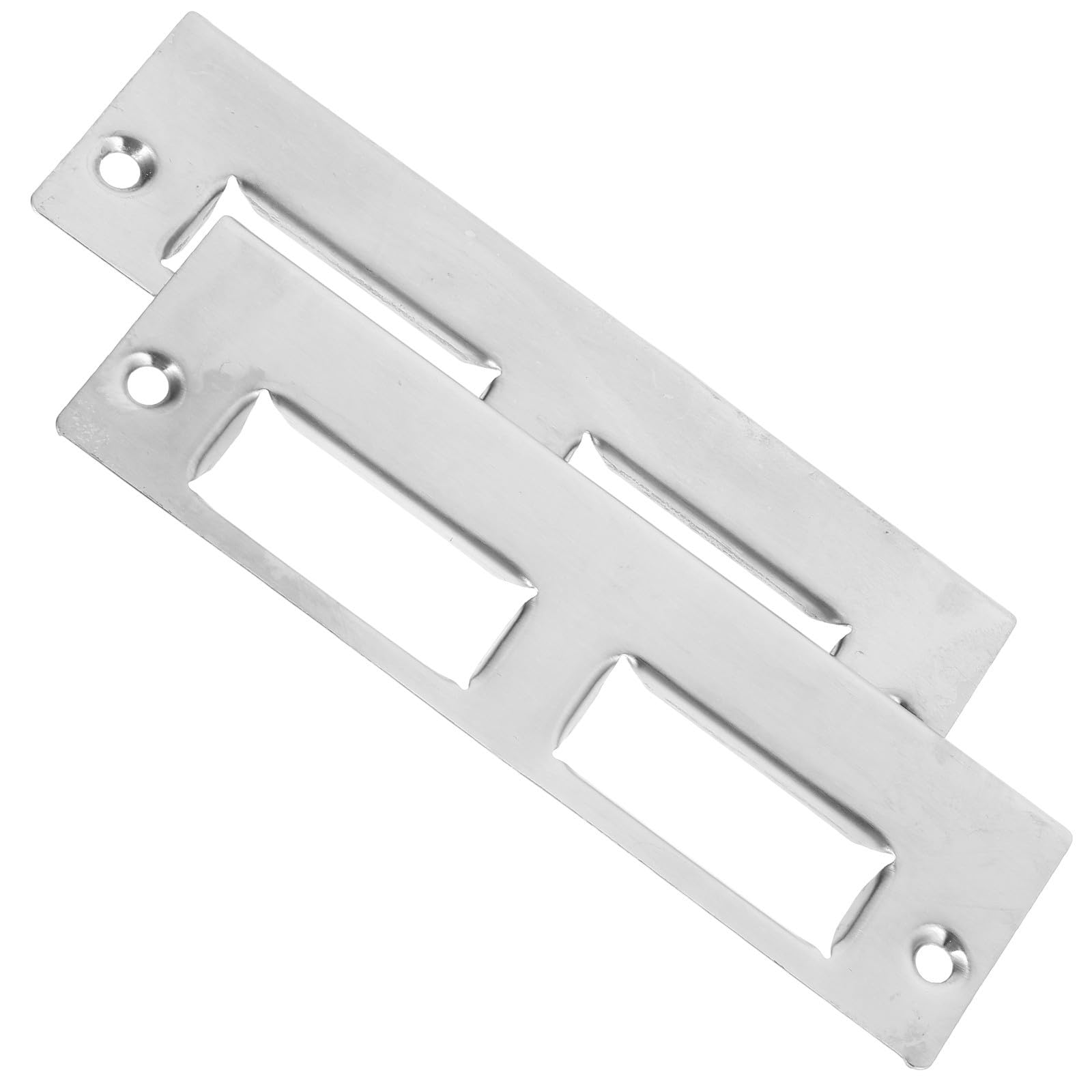 Homoyoyo Door Lock Receiver Plate Deadbolt Strike Plate 2 Sets Silver Iron Metal with 35-45mm Screw Specification for Interior Wooden Doors