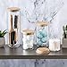 Set of 5 Glass Kitchen Canisters with Airtight Bamboo Lid - Glass Storage Jars for Pantry Organization and Bathroom for Flour, Coffee, Cookie Jar, Candy, Snack, Pasta, Rice, Sugar Packet Holder